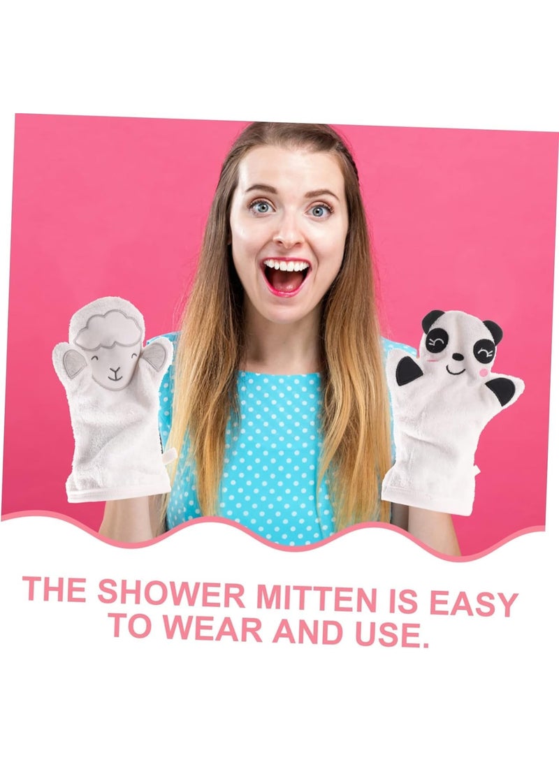 CLENEA 2Pcs Bath Gloves for Baby Bath, Baby Scrubber Bath Brush, Body Scrub Mitt Shower Back Scrubber Mittens Kids Bath Wash Gloves Bathing Gloves Clean Accessories Cotton White Newborn - Image 3